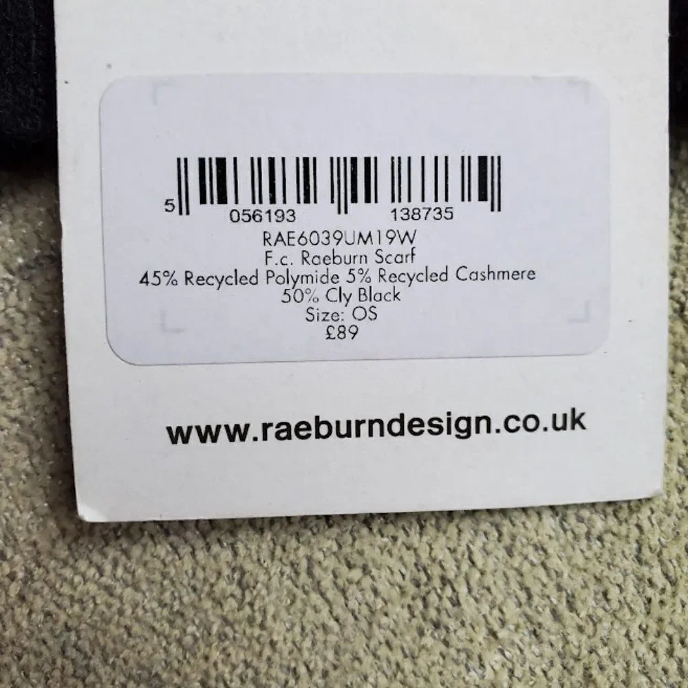 Positively Conscious Raeburn Knitted black cashmere blend Logo Scarf